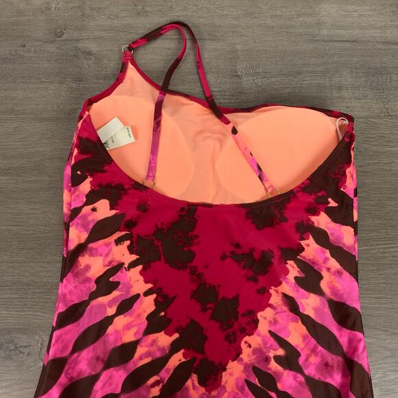 Aerie Pink Tie Dye One Shoulder Full Coverage One Piece Swimsuit Sz.L Long NWT - Picture 12 of 16